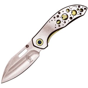 Assisted Open Folding Pocket Knife with Gold Trim